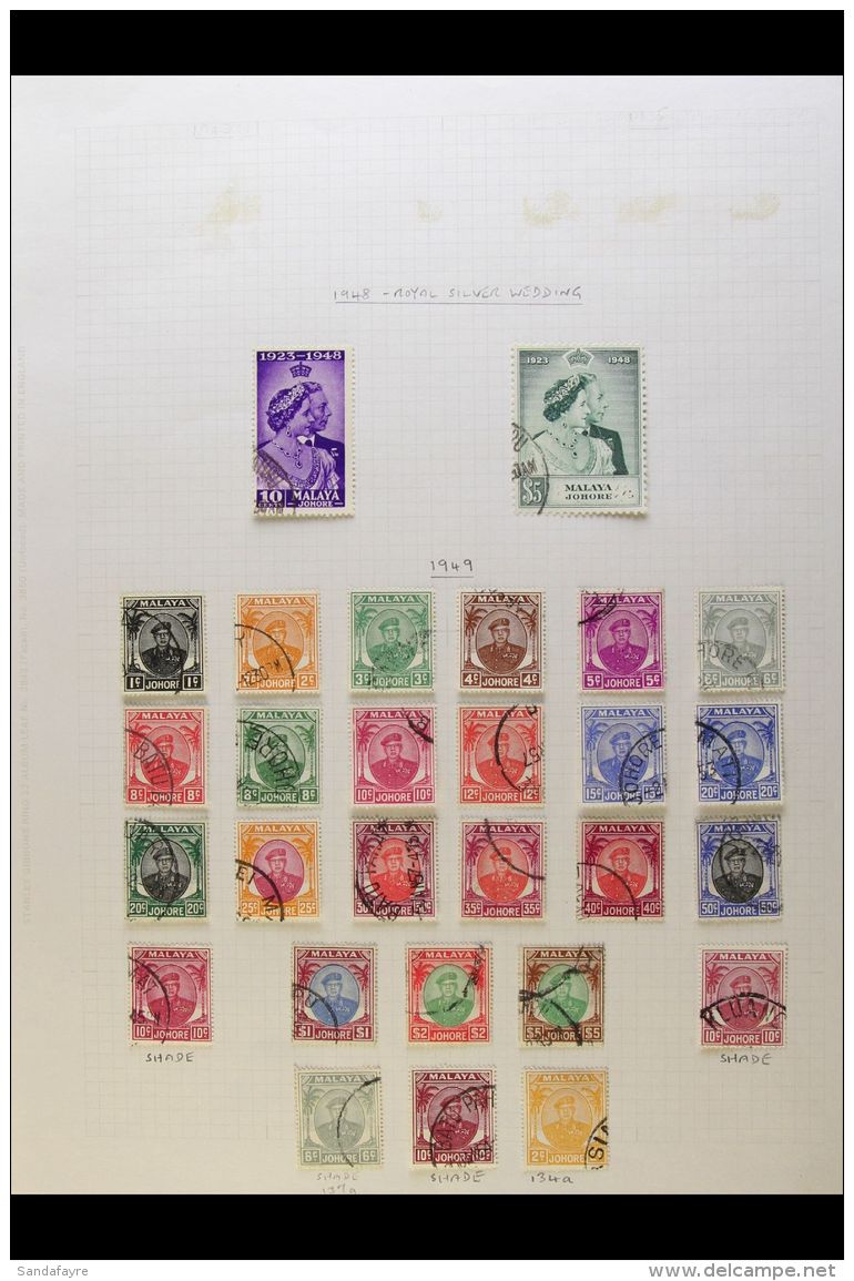 JOHORE 1948-1986 COMPLETE VERY FINE USED. A Delightful Complete Basic Run From 1948 Royal Wedding Set Through To... - Other & Unclassified