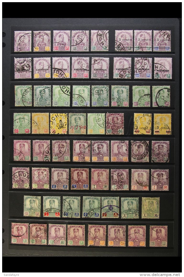 JOHORE 1891-1986 Used Assembly Which Includes 1891-94 Set To 5c, 1896 Coronation Set To 6c, 1896-99 Range To $1,... - Other & Unclassified