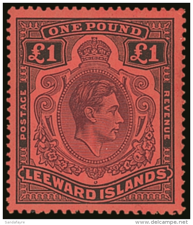 1938 &pound;1 Brown- Purple And Black / Red, SG 114, Very Fine Mint. For More Images, Please Visit... - Leeward  Islands