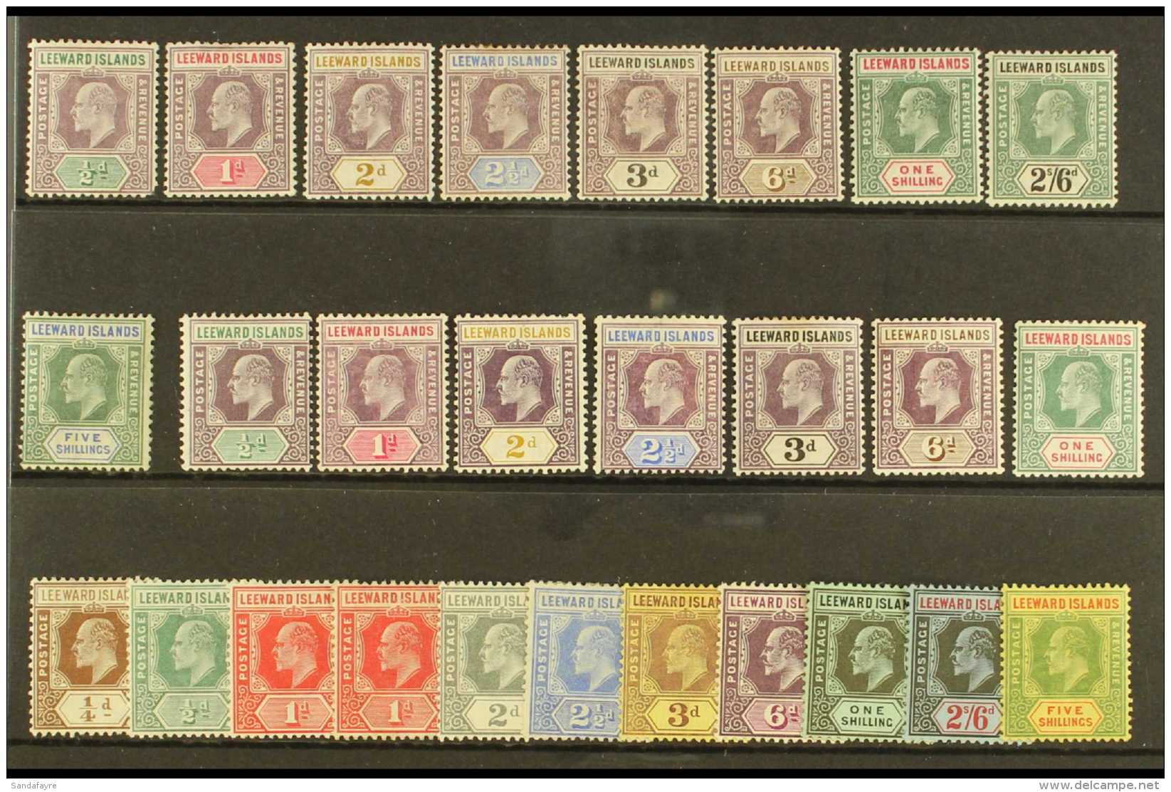 1902-11 COMPLETE MINT KEVII COLLECTION A Lovely Complete Mint Collection Presented On A Stock Card, SG 20/45, 1902... - Leeward  Islands