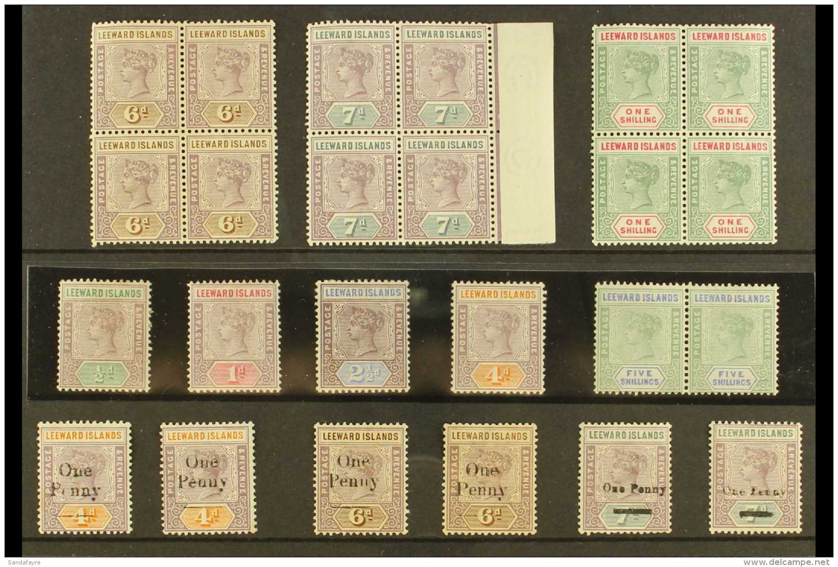 1890-1902 INTERESTING QV MINT SELECTION A Delightful Selection Presented On A Stock Card. Includes All Values Of... - Leeward  Islands