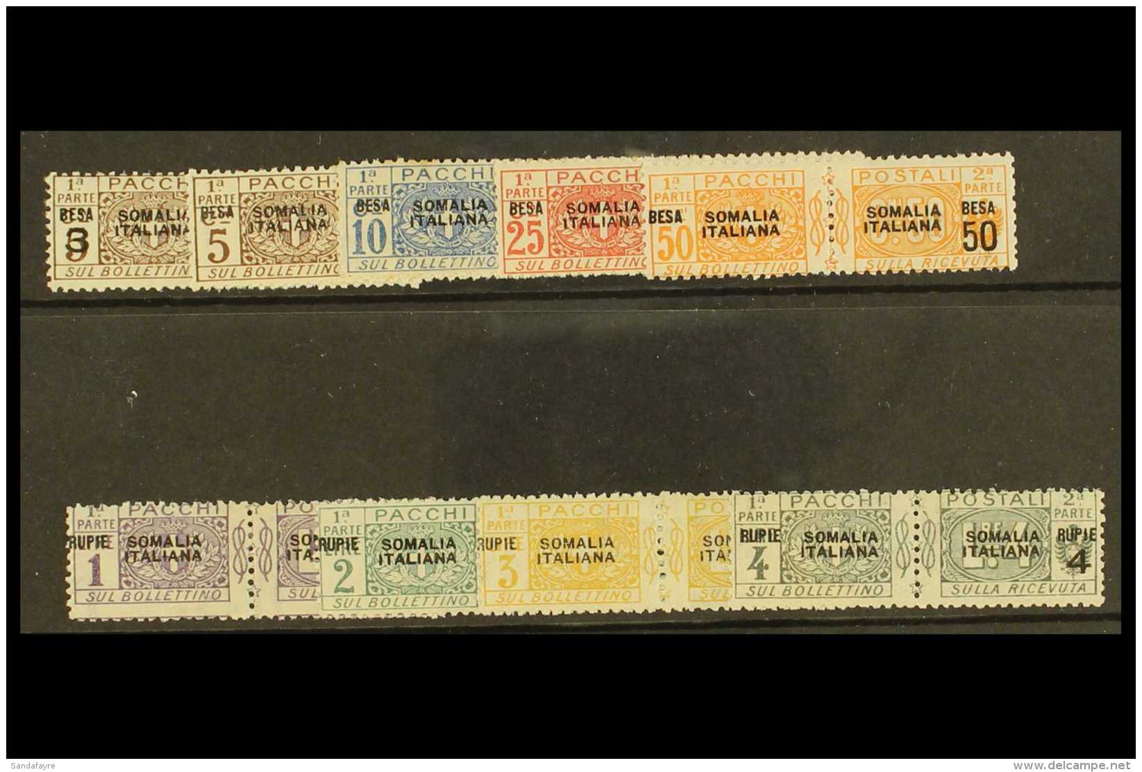 SOMALIA POSTAGE DUES 1923 Rupie Surcharge Set Complete, Sass S54, Very Fine And Fresh Mint. (9 Stamps) For More... - Other & Unclassified