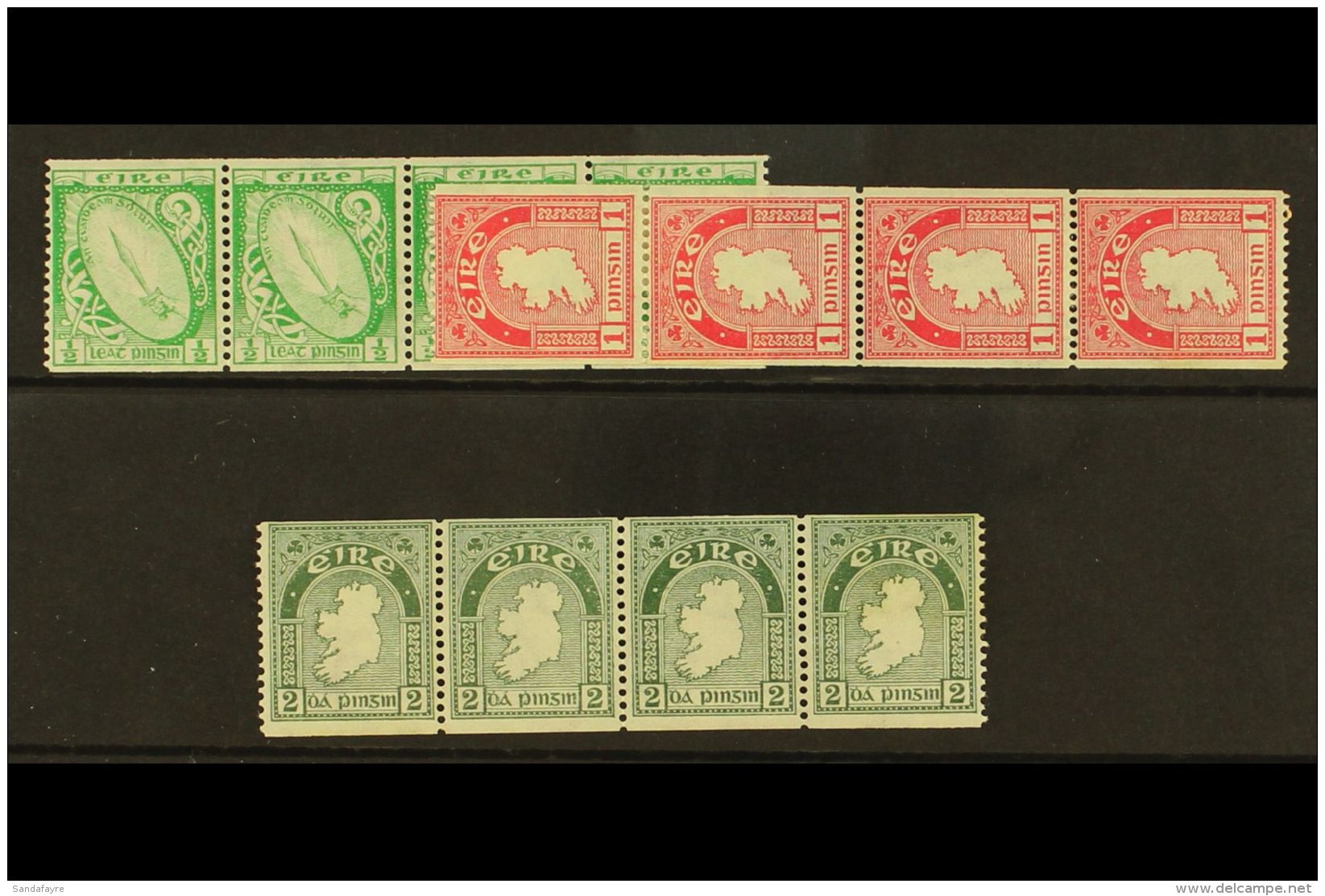 1934 COIL STAMPS Fine Mint Strips Of Four Of &frac12;d (3 Are Nhm), 1d (3 Are Nhm) And 2d (2 Are Nhm), SG 71a,... - Other & Unclassified