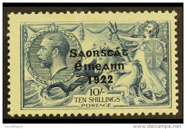 1922 THOM 10s Dull Grey Blue Seahorse With Wide Date, Showing RETOUCH TO 10/- (8/1), SG 66, Hib. T61ba, Very Fine... - Other & Unclassified