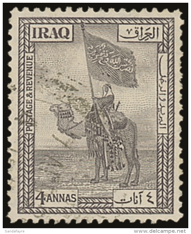 1923 4a Violet With WATERMARK CROWN TO LEFT OF CA Variety, SG 46w, Fine Used, Few Short Perfs Right. For More... - Iraq