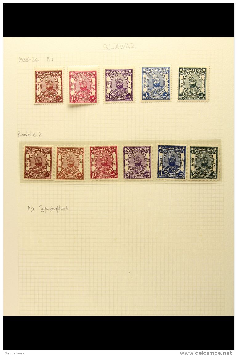BIJAWAR 1935-36 Fine Mint Collection With 1935 Perf 11 Set Mint, 1936 Roul 7 Set Mint (with Additional 3p Shade),... - Other & Unclassified