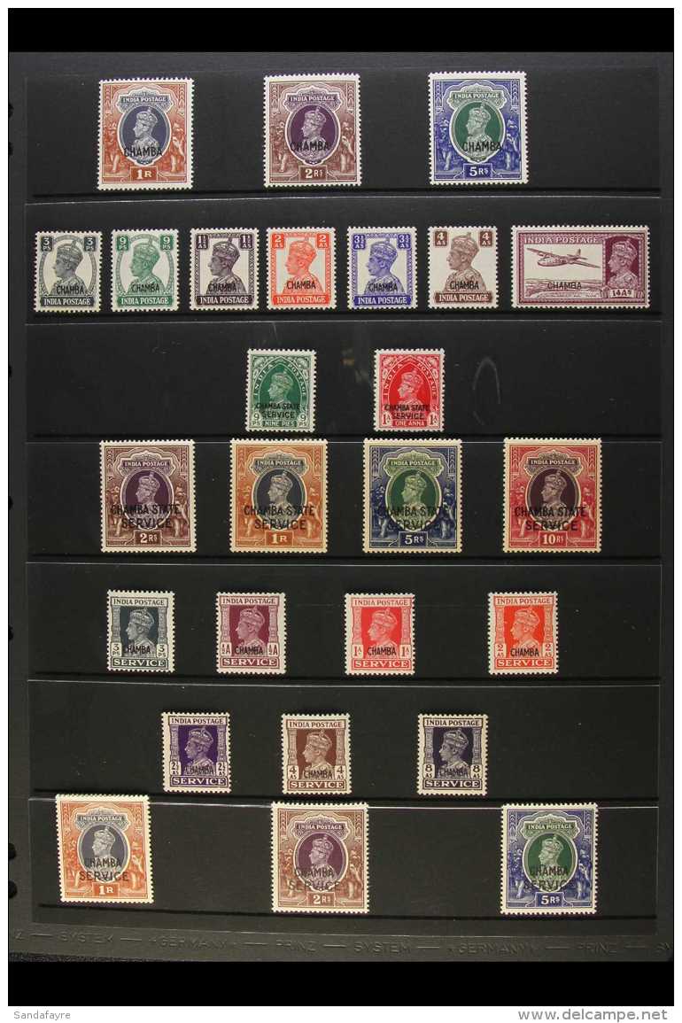 CHAMBA 1938-47 MINT KGVI COLLECTION On A Stock Page. Includes 1942-47 1r, 2r &amp; 5r, White Background Issue... - Other & Unclassified