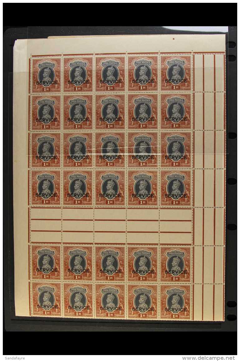 OFFICIALS 1r Grey &amp; Red Brown, SG O138, COMPLETE SHEET Of  6 X 20 Stamp Panes With Selvedge To All Four Sides.... - Other & Unclassified