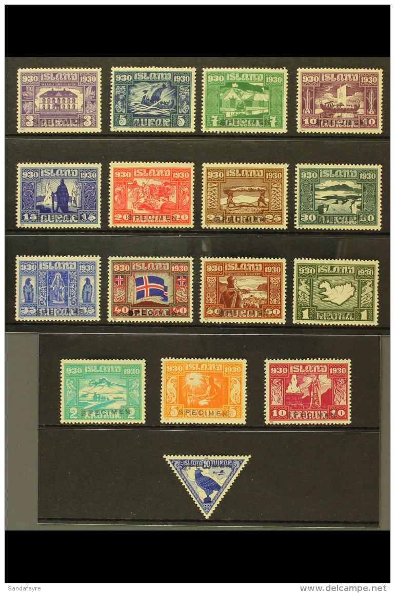 1930 Parliamentary Millenary Celebration Complete Set With "SPECIMEN" Overprint, Facit 173/188, Fine Mint. (16... - Other & Unclassified