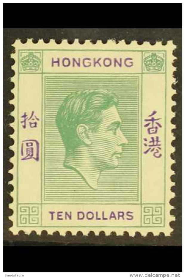 1938 $10 Green And Violet, Geo VI, SG 161, Superb Lightly Hinged Mint. Scarce Stamp. For More Images, Please Visit... - Other & Unclassified