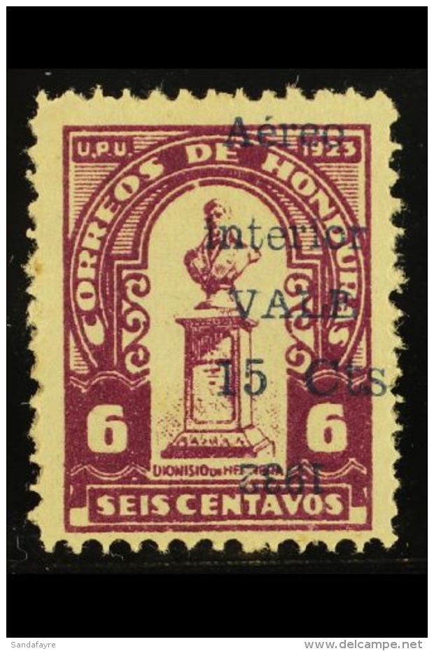 1932 15c Air Surcharge On 6c Red Violet Provisional Postage Stamp Of 1924, Without "Official" And With Slightly... - Honduras