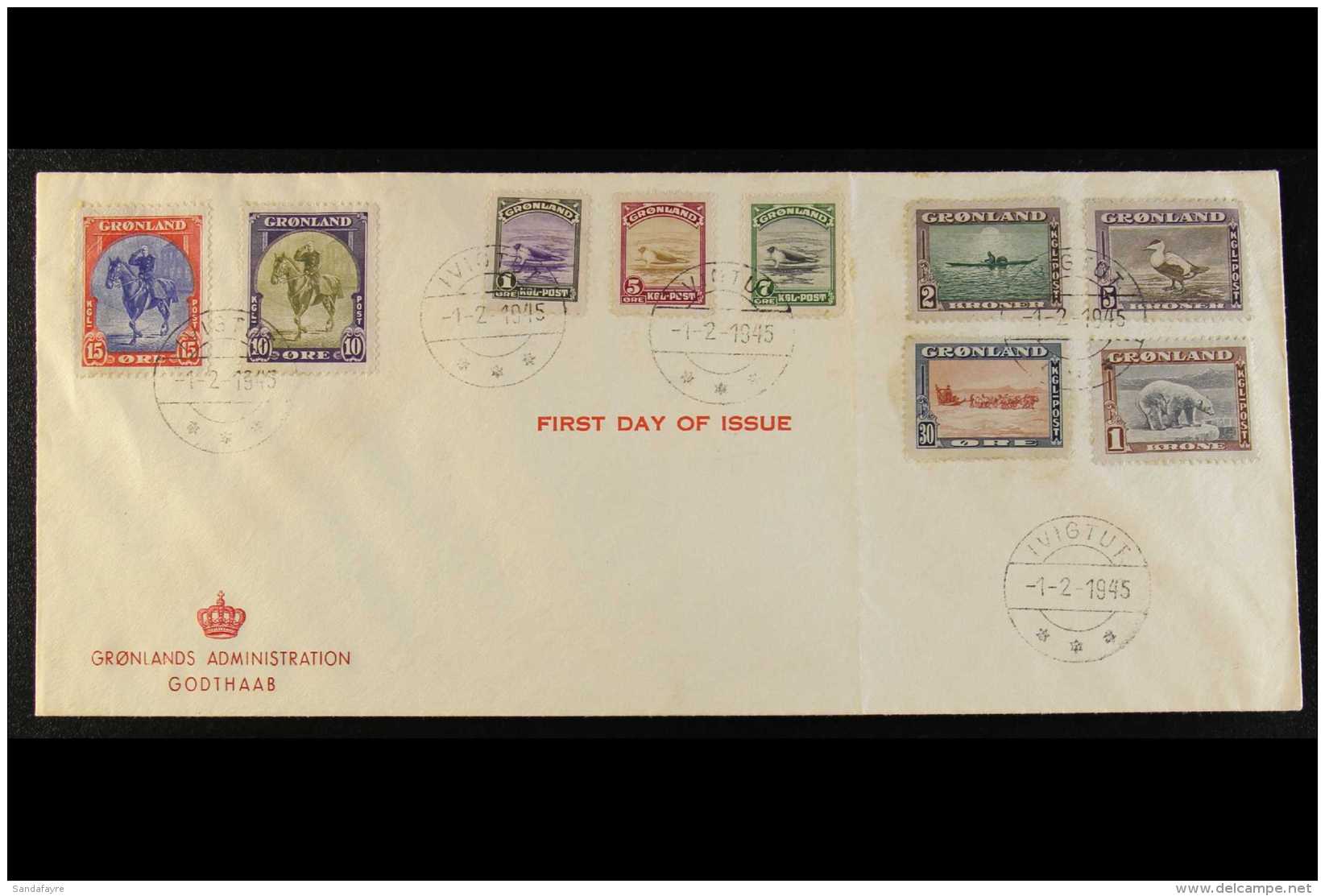 1945 Pictorials Complete Set (SG 8/16, Michel 8/16, Facit 8/16) Fine Used On Printed Unaddressed First Day Cover... - Other & Unclassified