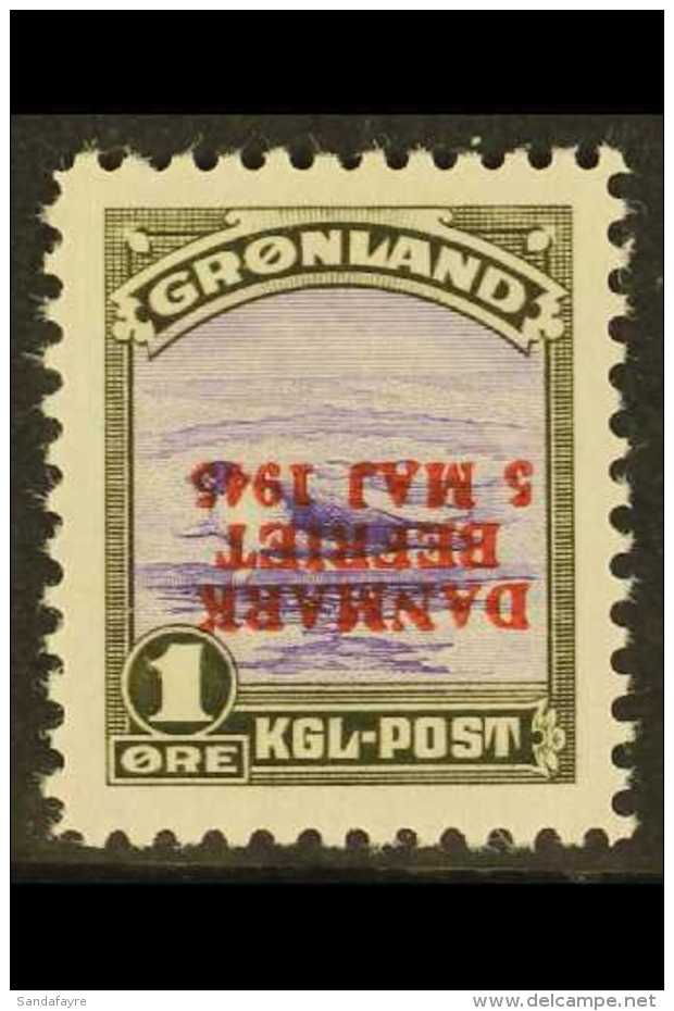 1945 1o Violet &amp; Brown-black Liberation INVERTED OVERPRINT Variety (Facit 19v, See Note After SG 25), Superb... - Other & Unclassified