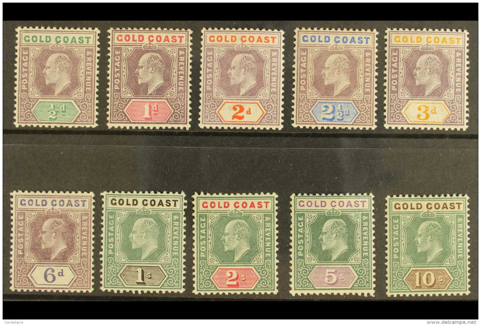 1902 Definitive Set Complete To 10s, SG 38/47, Very Fine Mint. (10 Stamps) For More Images, Please Visit... - Gold Coast (...-1957)