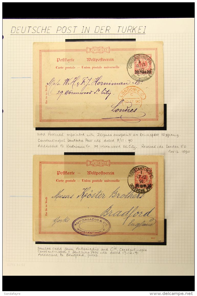 PO's IN TURKEY - USED POSTAL STATIONERY COLLECTION 1890-1918 Postally Used Group Mostly 20pa On 10pf Cards Posted... - Other & Unclassified