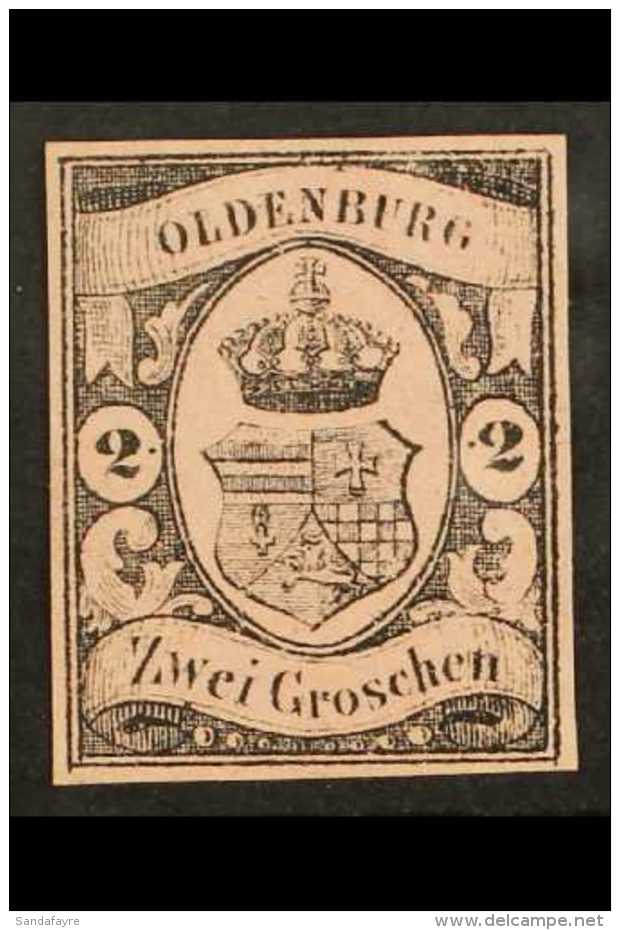 OLDENBURG 1859 2 Gr Black On Rose, Mi 7, Very Fine And Fresh Mint No Gum. Lovely Stamp With Clear Even Margins All... - Other & Unclassified