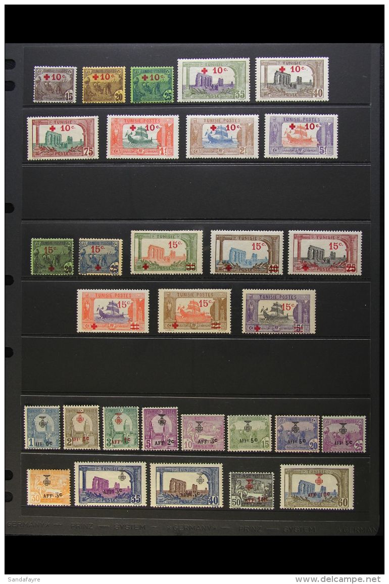 TUNISIA 1916-1930 COLLECTION OF FINE MINT SETS. Presented On Stock Pages, Inc 1916 &amp; 1918 Surcharged Sets (Yv... - Other & Unclassified