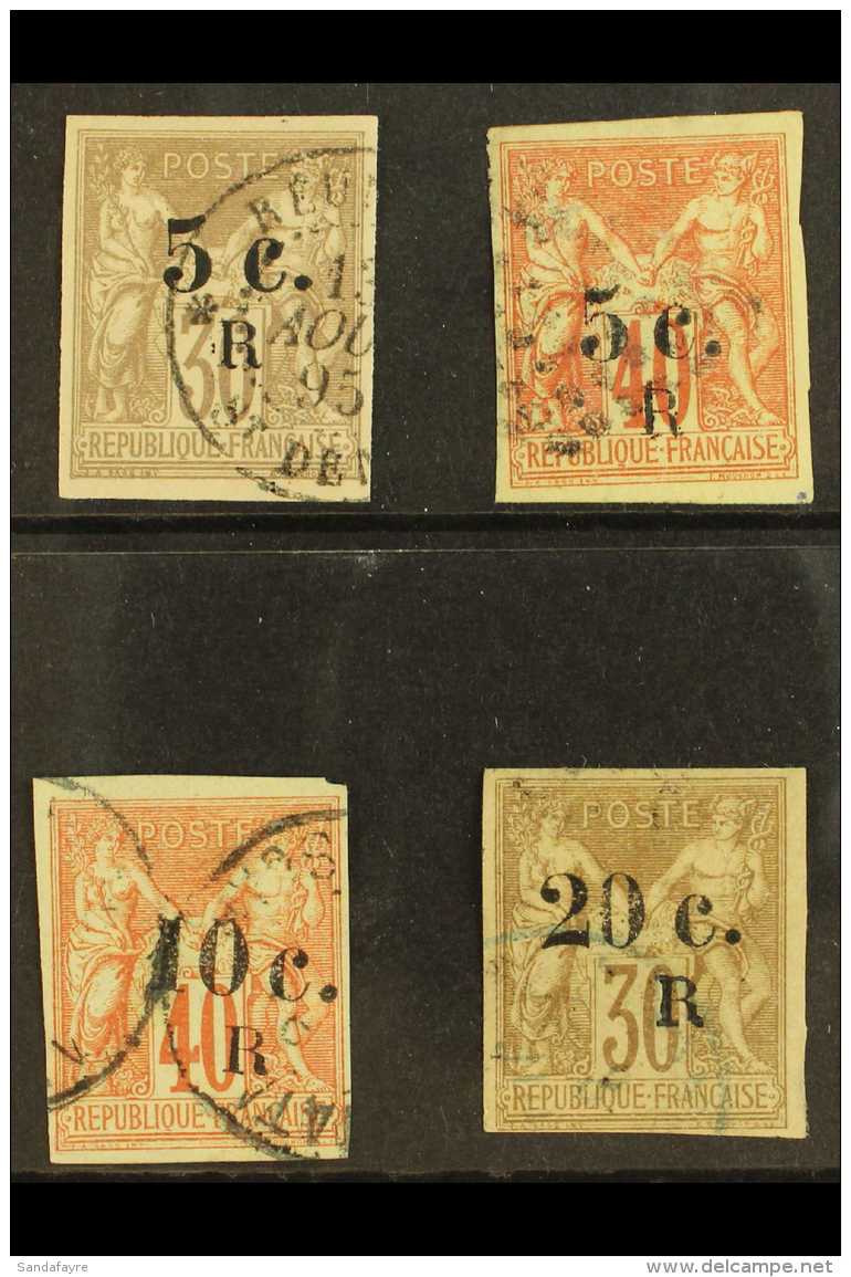 REUNION 1877 5c On 30c Brown To 20c On 30c Brown Tablet Issue, Yv 7/10, Very Fine Used. (4 Stamps) For More... - Other & Unclassified