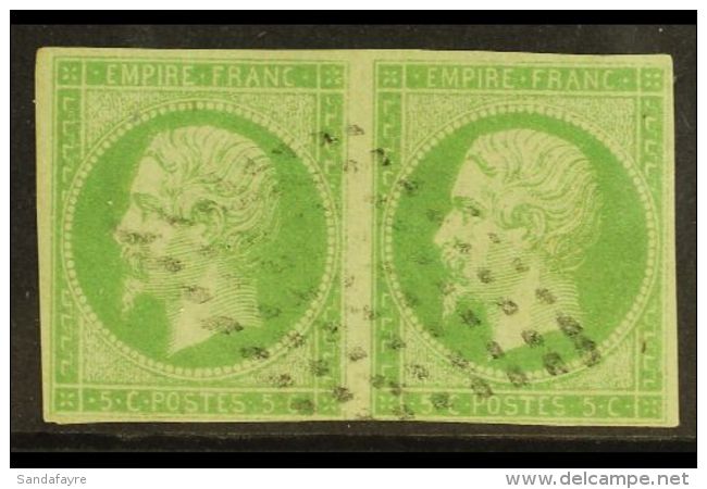 GENERAL ISSUES 1871 - 2 5c Yellow Green, Napoleon Non Laureated, Yv 8, Fine Used Pair, Just Shaved Into Bottom... - Other & Unclassified