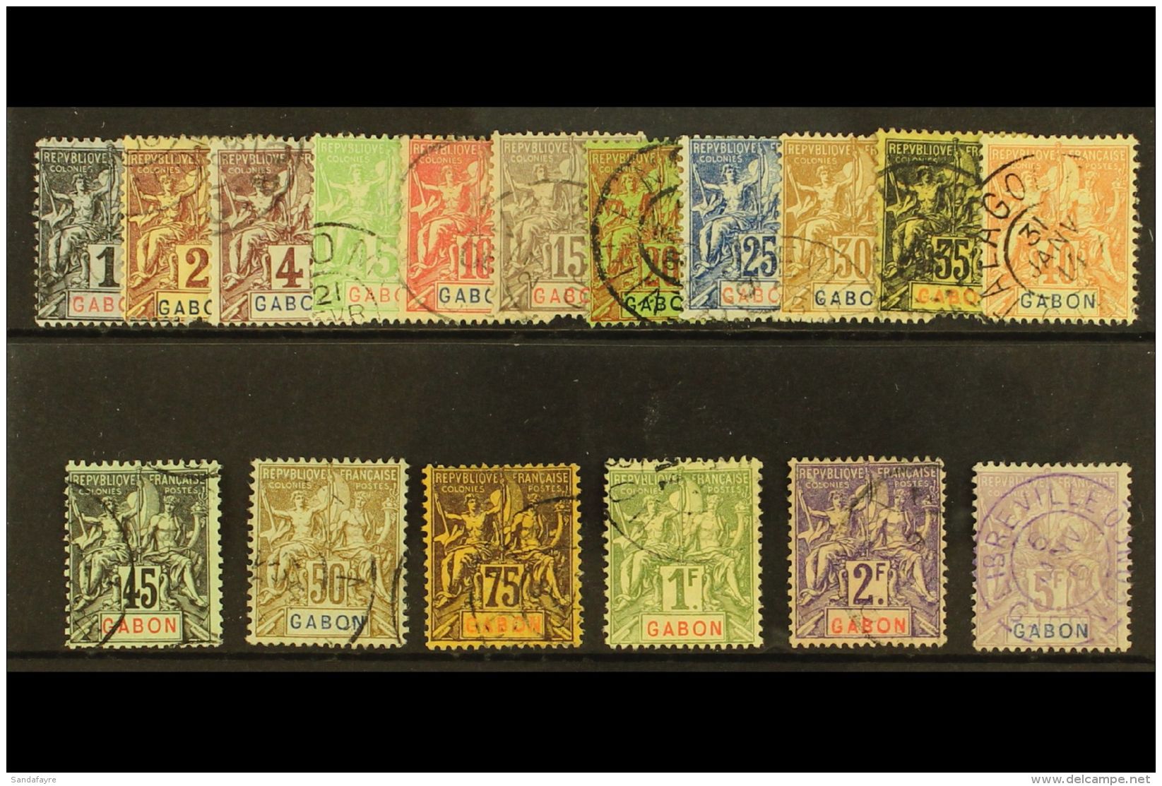 GABON 1904-07 Complete "Tablet" Set, Yvert 16/32, Very Fine Used. (17 Stamps) For More Images, Please Visit... - Other & Unclassified