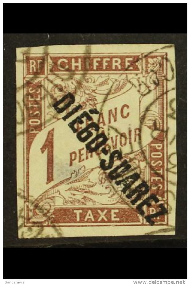 DIEGO-SUAREZ POSTAGE DUE 1892 1f Brown (Yvert &amp; Maury 13, SG D37), 4 Good Margins And Fine Cds Cancel, Couple... - Other & Unclassified