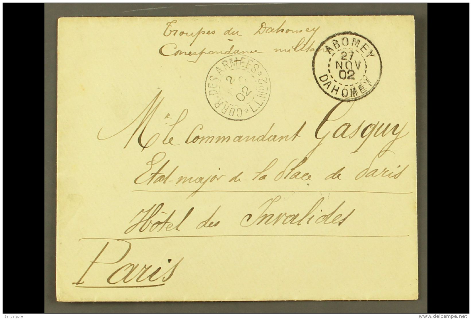 DAHOMEY 1902 (Nov) Stampless Cover To Paris, Endorsed 'Groupes Du Dahomey Correspondance Militaire', Bearing... - Other & Unclassified