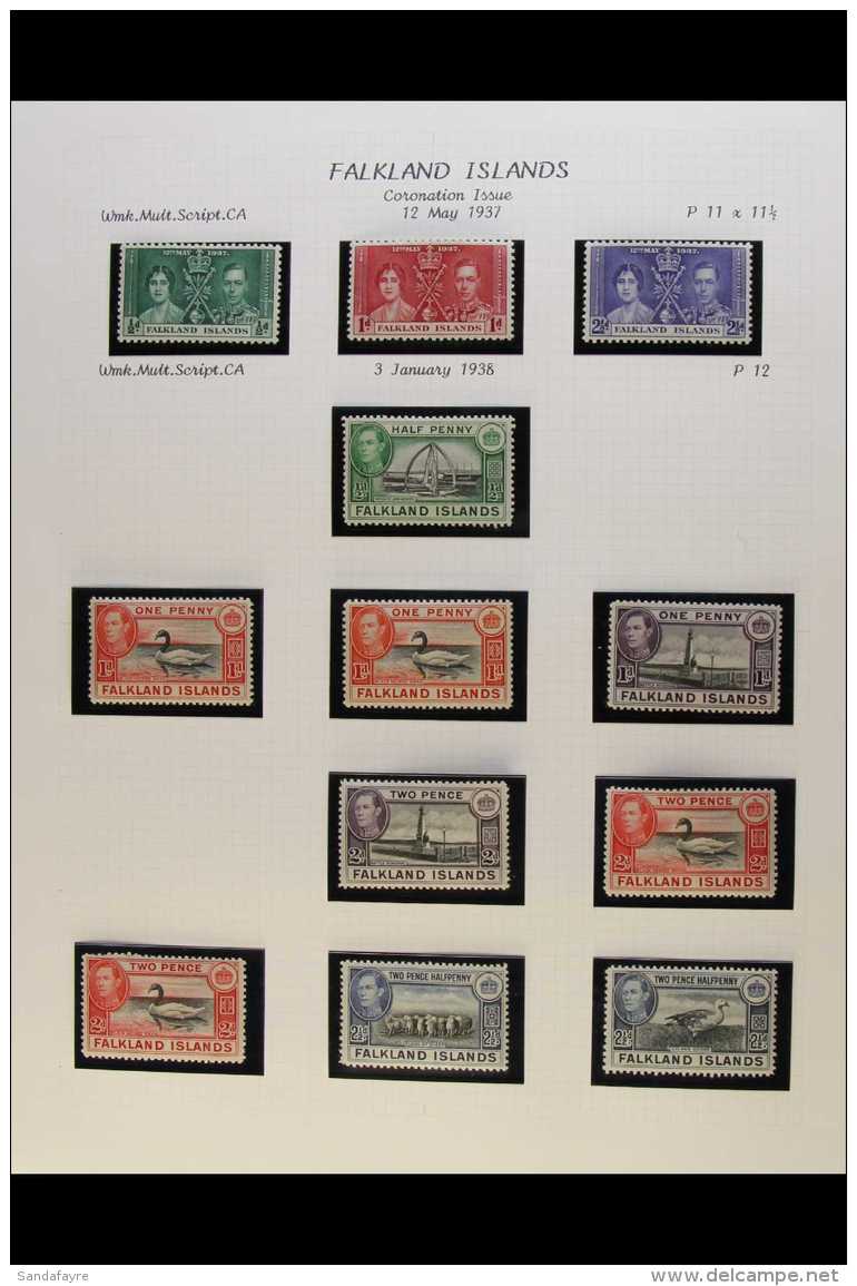 1937-52 KGVI FINE MINT COLLECTION Complete Basic Run Of KGVI Period Issues, 1938-50 Defins With Additional Shades... - Falkland Islands