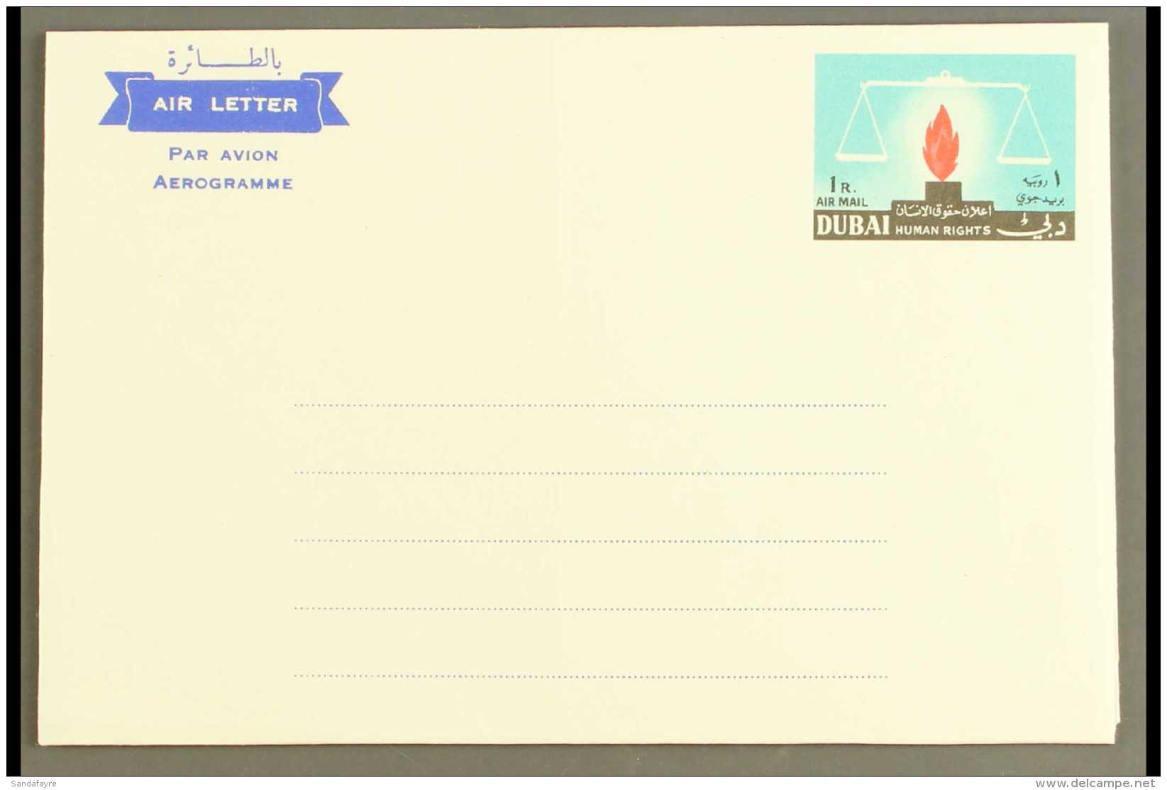 AIRLETTER 1964 1R Human Rights, Unissued, Unused, Clean &amp; Very Fine, Ex Lorenzo. For More Images, Please Visit... - Dubai