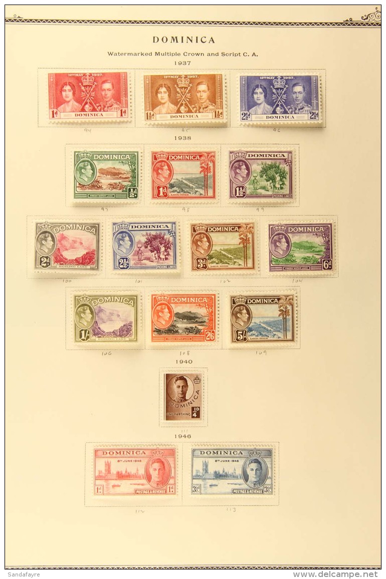 1935-69 A Clean, Chiefly Mint Collection On Dedicated Album Pages. Incl. 1935 Jubilee Set, 1938-47 Set, 1951 48c... - Dominica (...-1978)