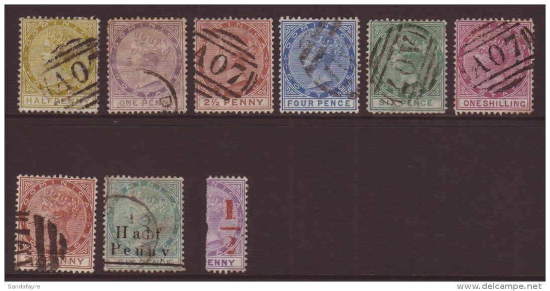 1877-86 A Used Group With 1877-79 CC Set, 1884 2&frac12;d, 1886 &frac12;d On 6d, Also 1882 &frac12; On Half 1d... - Dominica (...-1978)