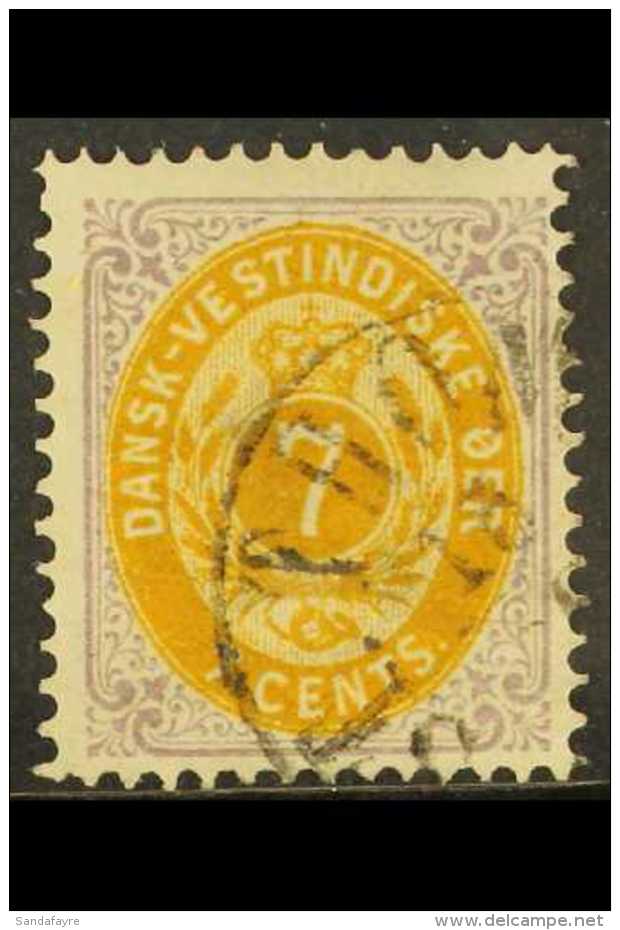 1873 7c Yellow Ochre &amp; Slate Lilac (thin Paper), Facit 9, SG 20, Fine Cds Used For More Images, Please Visit... - Danish West Indies