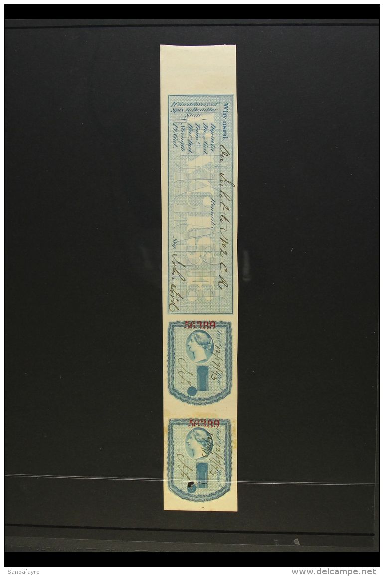 REVENUE - EXCISE LOCK LABEL 1870's Blue QV Engraved Lock Label, Van Dam FLS2, Fine Used (Dec 1873). For More... - Other & Unclassified