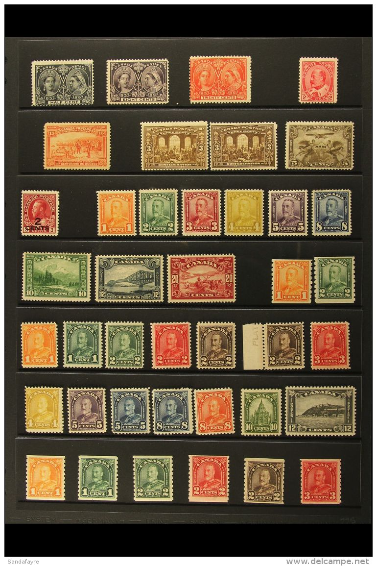 1875-1952 FINE MINT COLLECTION Presented On Stock Pages. Includes 1897 Jubilee &frac12;c, 8c &amp; 20c, 1908... - Other & Unclassified