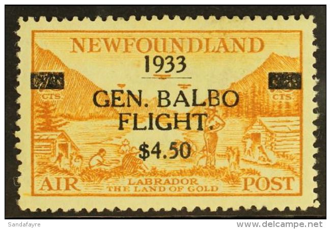 1933 $4.50 On 75c Yellow-brown, Balbo Transatlantic Mass Formation Flight, SG 235, Never Hinged Mint. For More... - Other & Unclassified