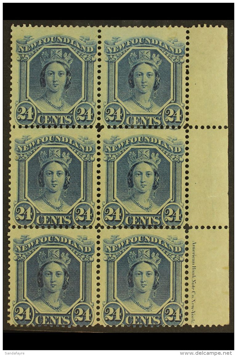 1865 - 70 24c Blue, SG 30, Sheet Margin, Block Of 4, One Copy Showing The Major Re-entry (Uni 31i), Very Fine... - Other & Unclassified