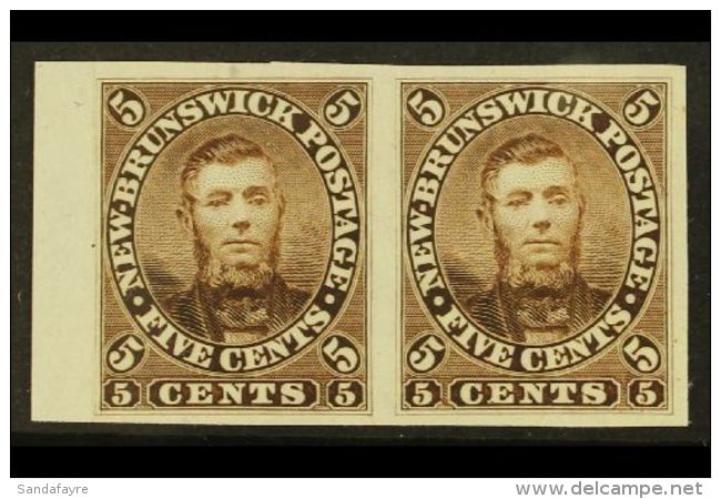 1860 5c Brown Charles Connell (as SG 13) IMPERF. PLATE PROOF PAIR On India Paper. Beautiful Proof Pair Of This... - Other & Unclassified