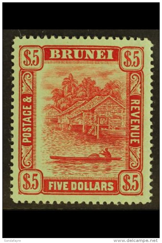 1908-22 $5 Carmine On Green, Wmk Mult Crown CA, SG 47, Very Fine Mint. For More Images, Please Visit... - Brunei (...-1984)