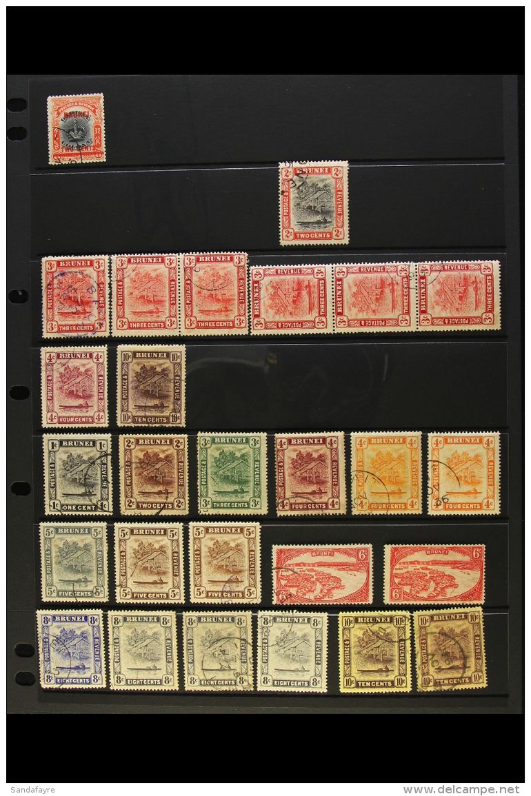 1906-1981 USED COLLECTION Presented On Stock Pages That Includes 1906 2c On 8c, 1908-22 Range To 10c, 1924-37... - Brunei (...-1984)