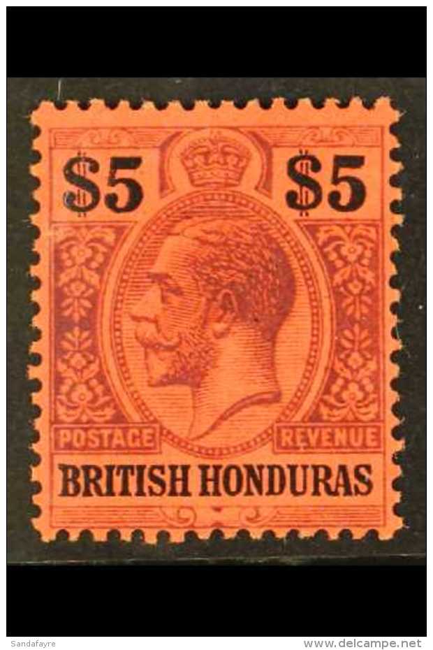 1913-21 $5 Purple &amp; Black/red, SG 110, Very Fine Mint For More Images, Please Visit... - British Honduras (...-1970)