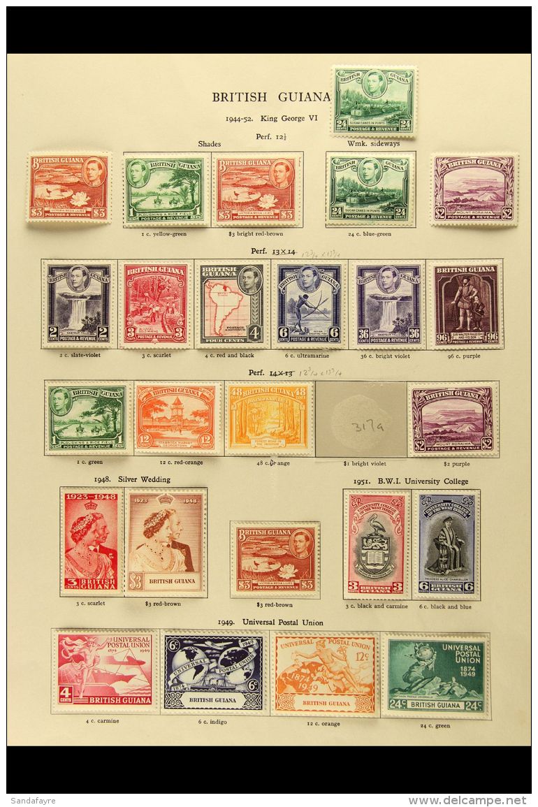 1937 - 1952 COMPREHENSIVE MINT COLLECTION Very Fine And Fresh Mint Collection With Shades And Perfs Including... - British Guiana (...-1966)