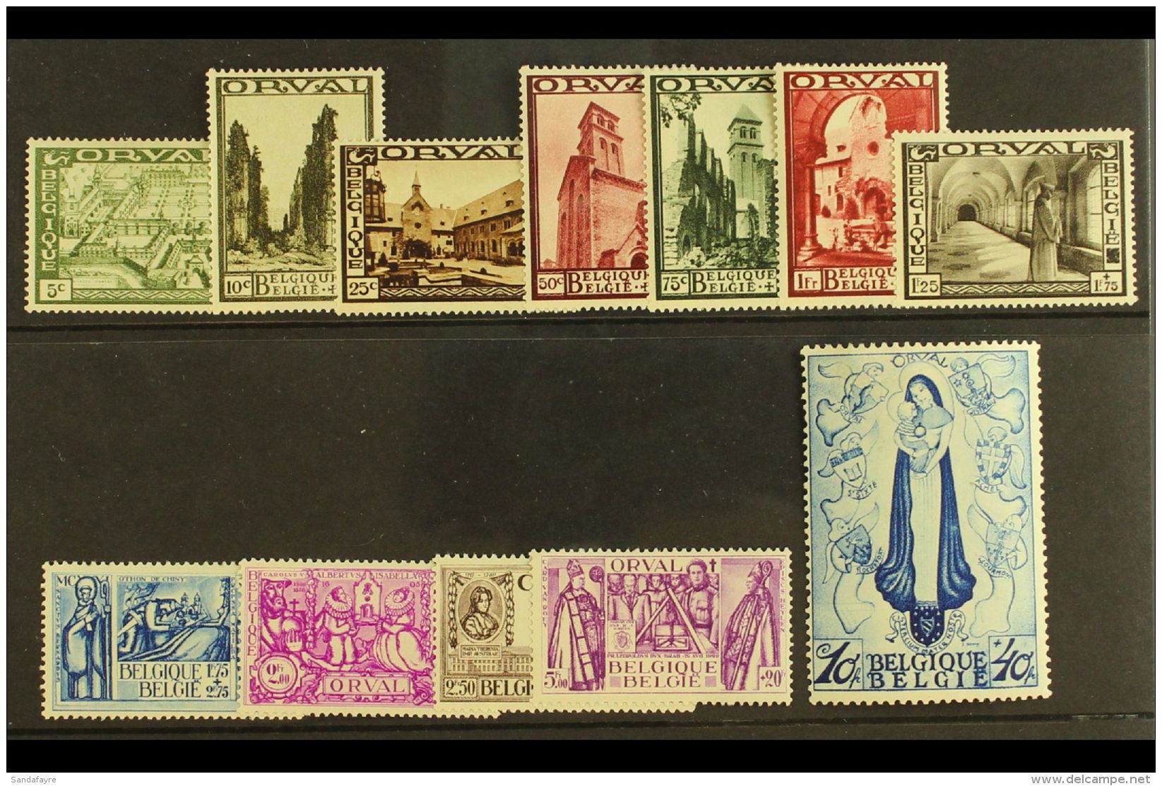 1933 Orval Abbey Restoration (Blue Madonna) Set Complete, SG 633/74, Very Fine And Fresh Mint. (12 Stamps) For... - Other & Unclassified