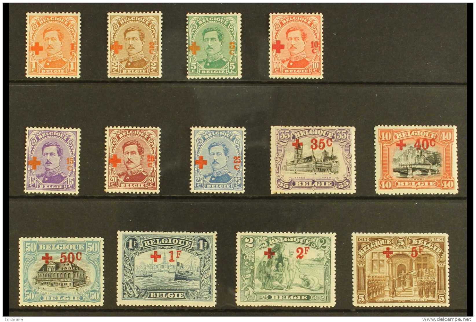 1918 Red Cross Fund Surcharged Set To 5f + 5f, Cob 150/62, SG 222/234, Fine Mint (13 Stamps) For More Images,... - Altri & Non Classificati