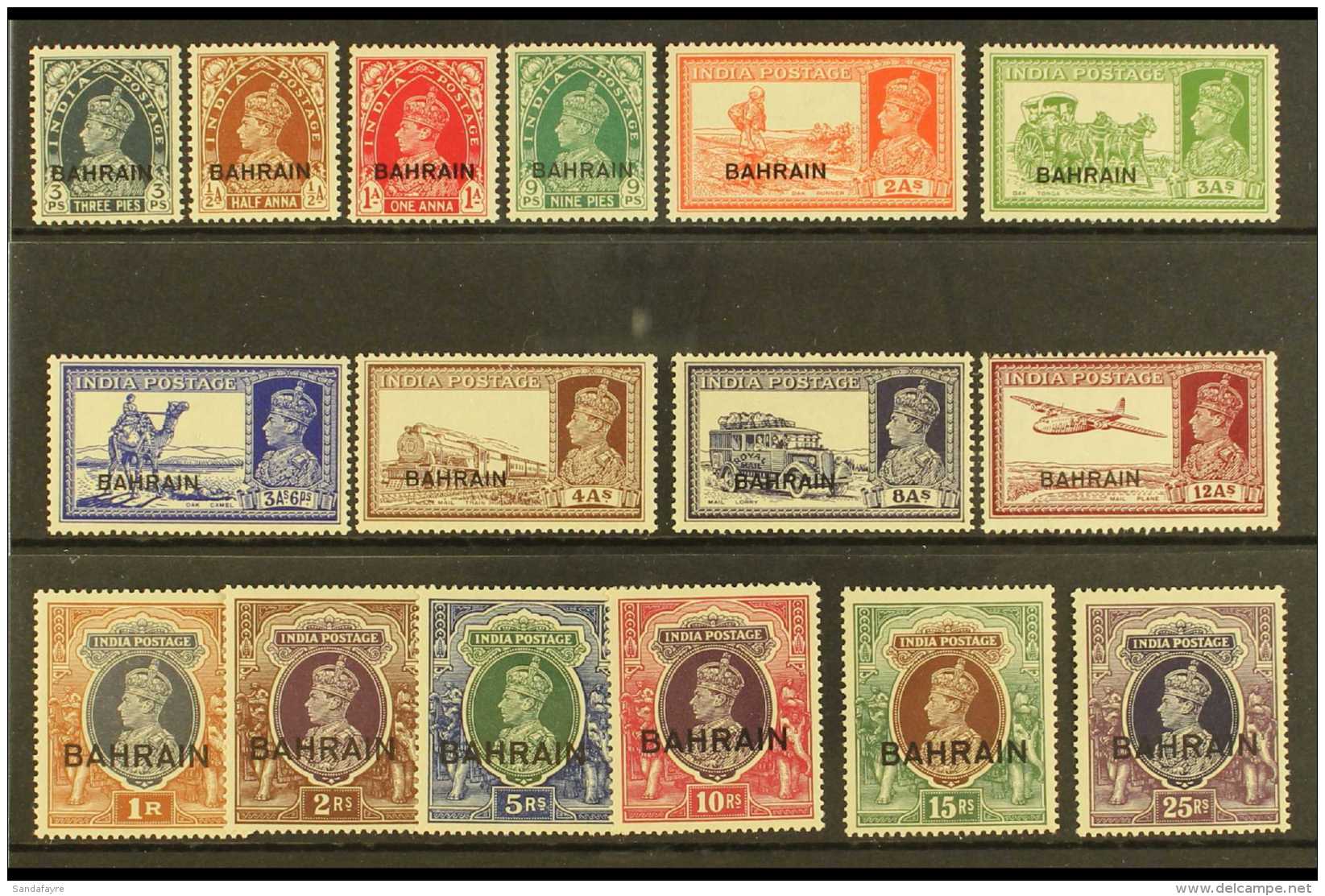 1938-41 COMPLETE KGVI Definitive Set, SG 20/37, Fine Mint (16 Stamps) For More Images, Please Visit... - Bahrain (...-1965)
