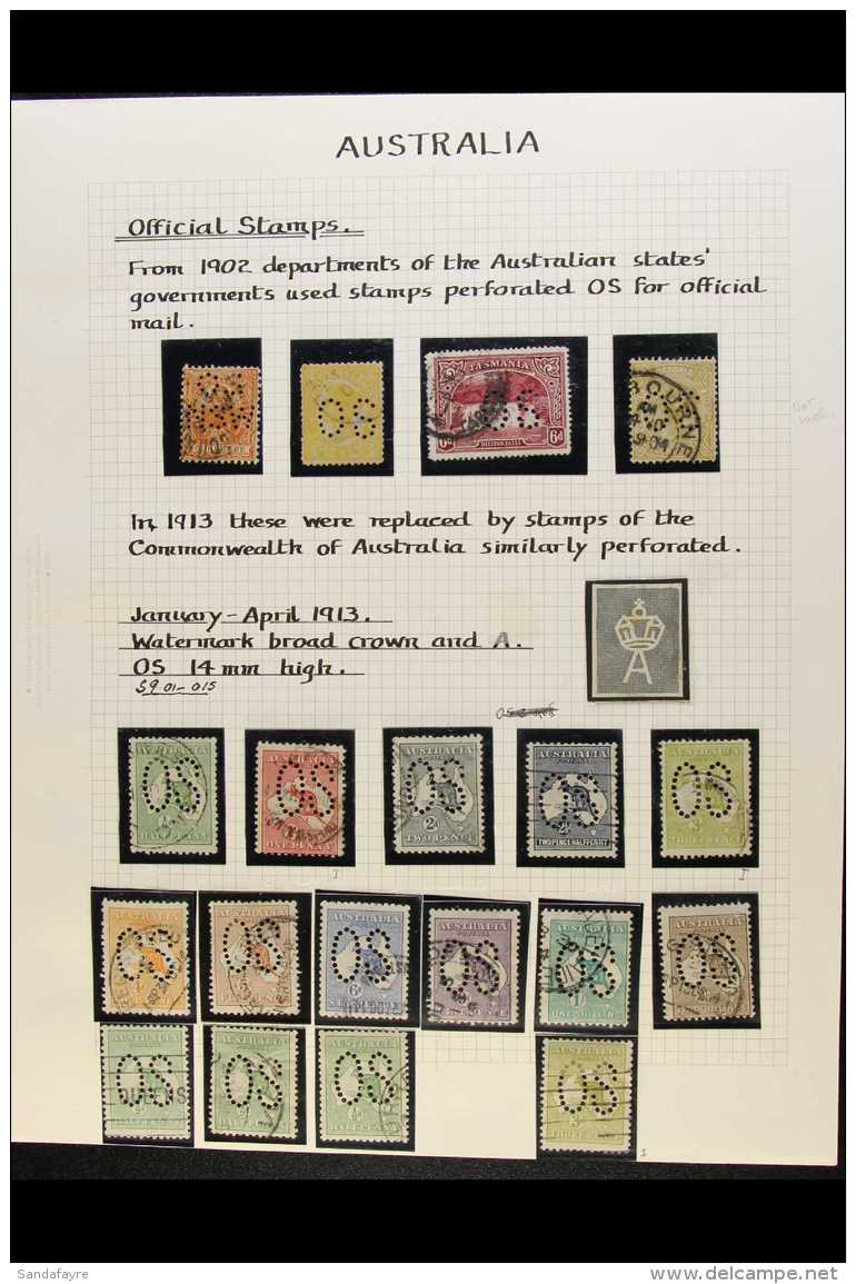 OFFICIALS 1913-1933 ATTRACTIVE USED COLLECTION With Shades &amp; Varieties In Hingeless Mounts On Leaves, Inc 1913... - Other & Unclassified