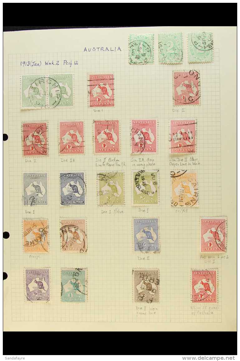 1913-1948 FINE USED COLLECTION On Leaves With Shades, Die Types, Plate Flaws &amp; Postmark Interest On Leaves,... - Other & Unclassified