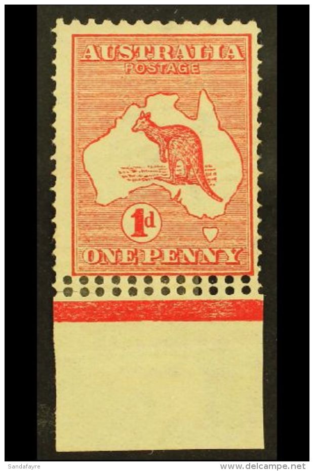 1913-14 1d Red Roo, Die I, An Example From The Bottom Of The Sheet Showing Double Perforations At Base And On Both... - Other & Unclassified