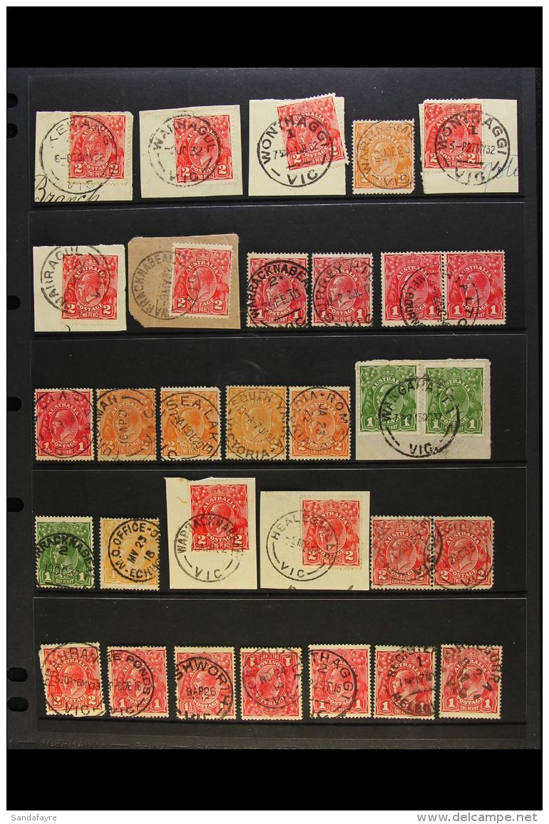 1910's-1930's VICTORIA POSTMARKS ON KGV HEAD ISSUES. An Interesting Collection Of Used Stamps Handpicked For Nice... - Other & Unclassified