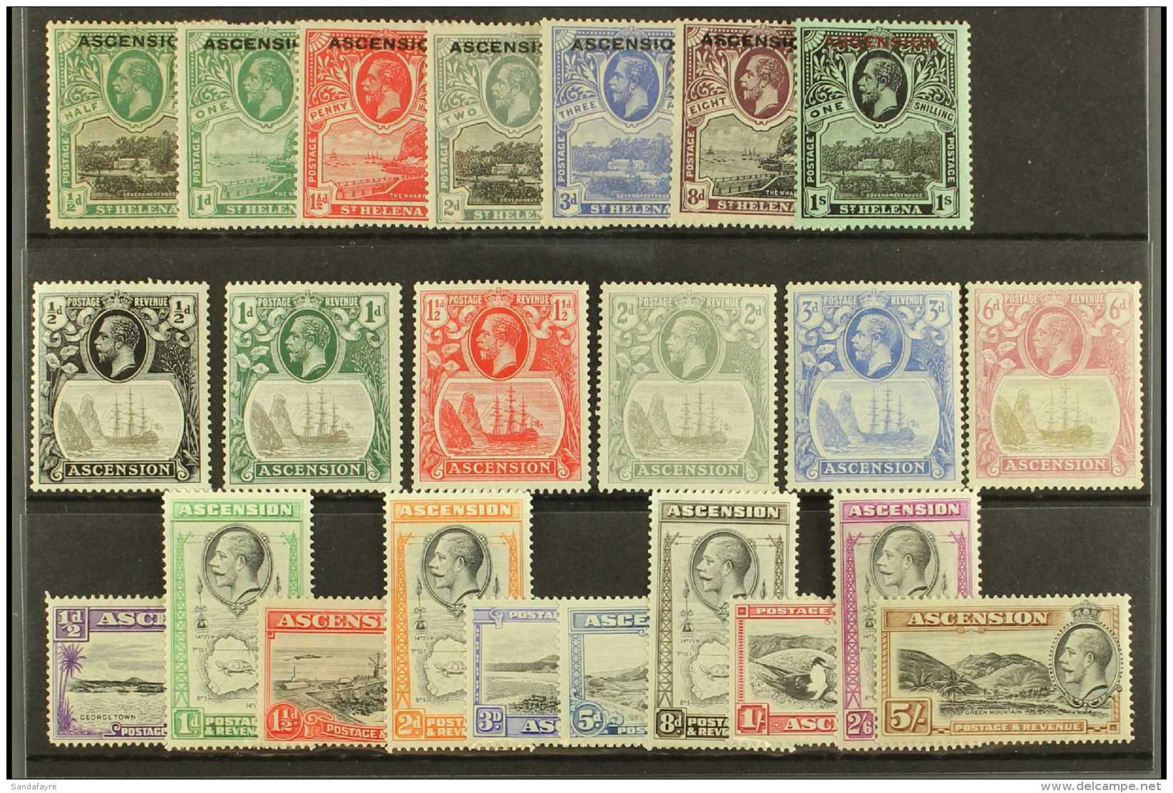 1922-35 MINT KGV SELECTION An ALL DIFFERENT Selection Presented On A Stock Card. Includes 1922 Opts On St Helena... - Ascension