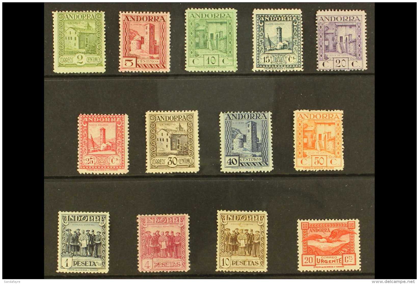 SPANISH 1929 Perf 14 Pictorial Definitives Complete Set Plus 20c Express Letter, SG 14A/25A Plus E26, Very Fine... - Other & Unclassified