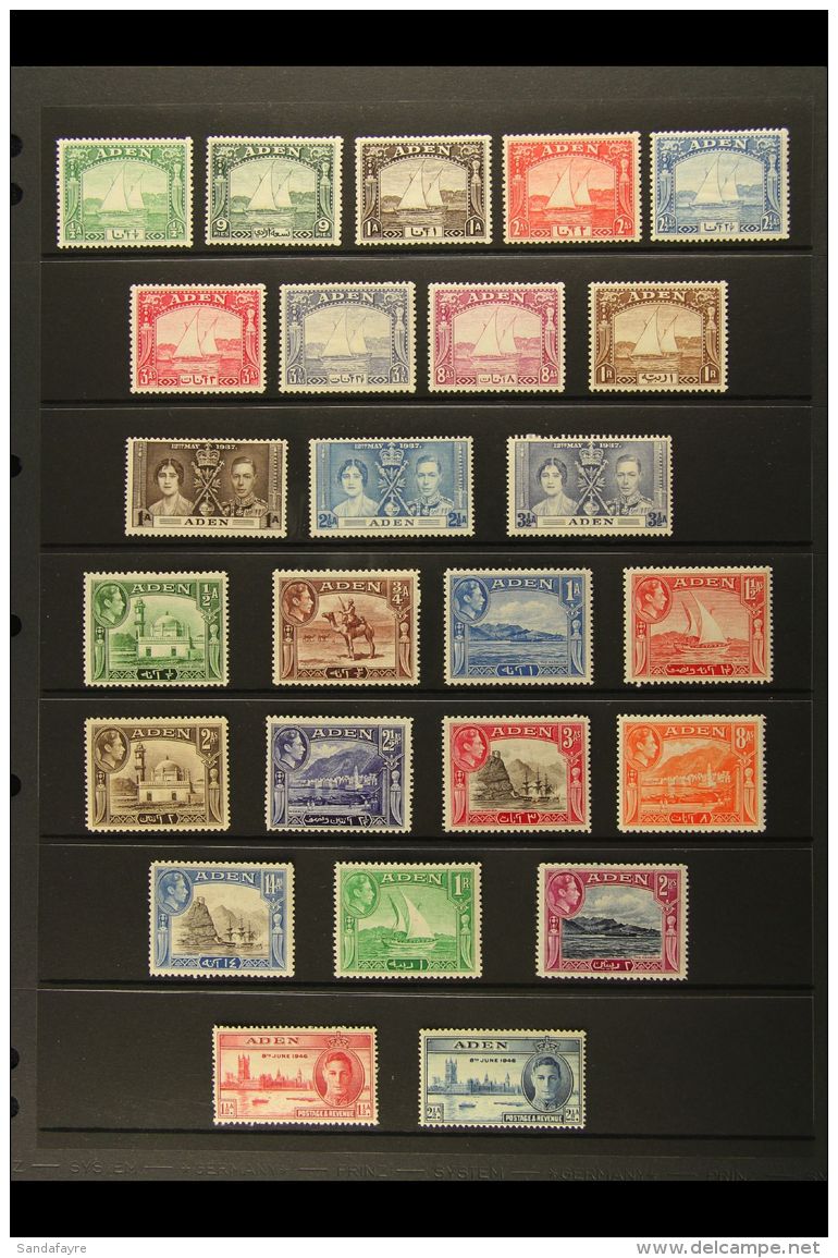 1937-63 FINE MINT COLLECTION On Stock Pages, Much Being Never Hinged. Includes 1937 Dhow Set To 1r, 1939-48 Set To... - Aden (1854-1963)